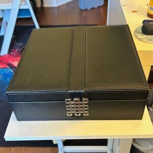 Beautiful Leatherette & Suede Two Layer with Mirror Bracelet Jewelry Box